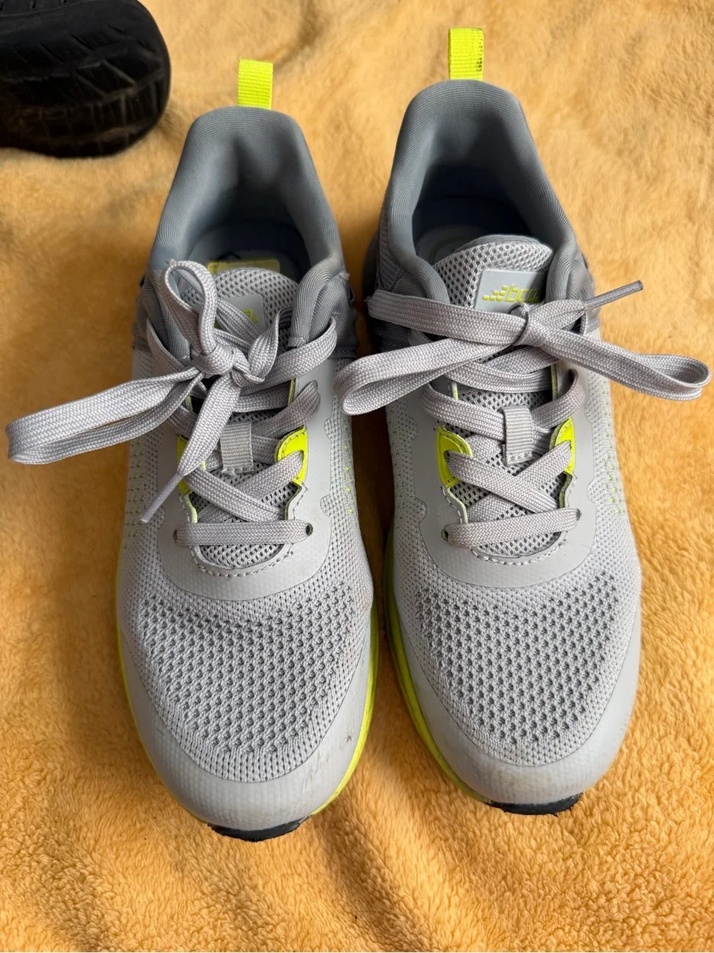 BCG boys size 4.5 D grey and‎ yellow/green tennis shoes